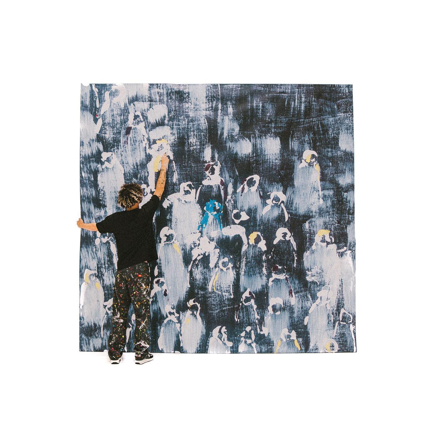 Lyric cover art as blurred background