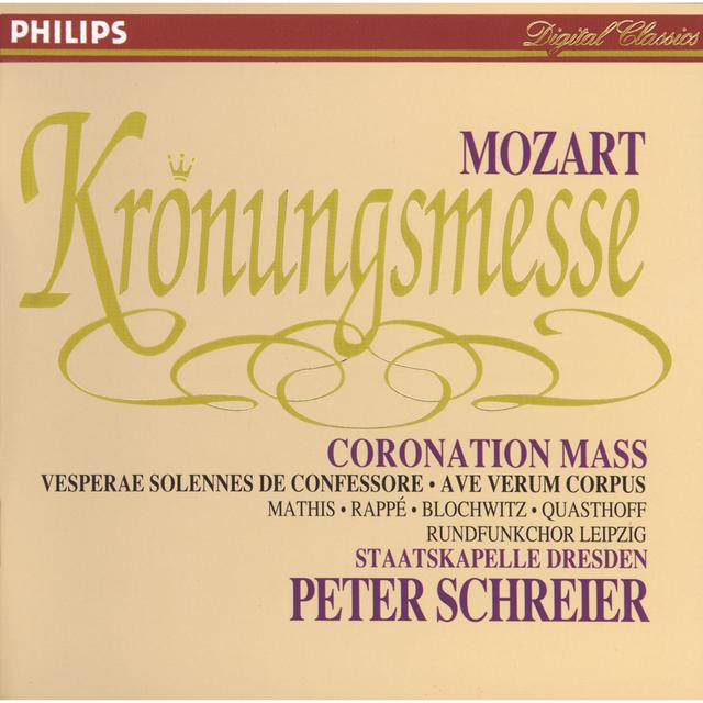 Album cover art for Mozart: Krönungsmess [Coronation Mass] - Vesperae Solennes de Confessore - Ave Verum Corpus